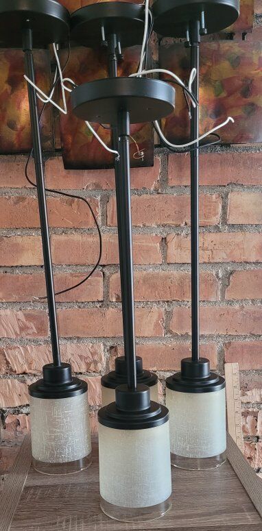 Antique Bronze Transitional Etched Glass Bell Han