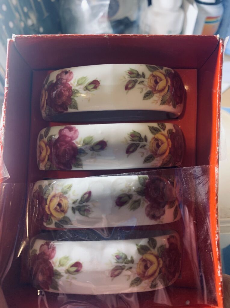 Milk Bone China Napkin Holders Set Of 8