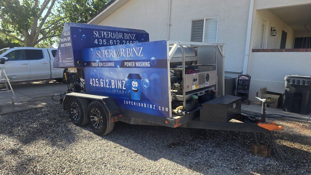 Superior Binz Trash Bin Cleaning & Power Washing Trailer Business with Honda Engine