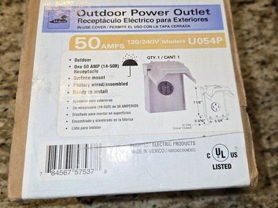 outdoor 50 amp plug box new