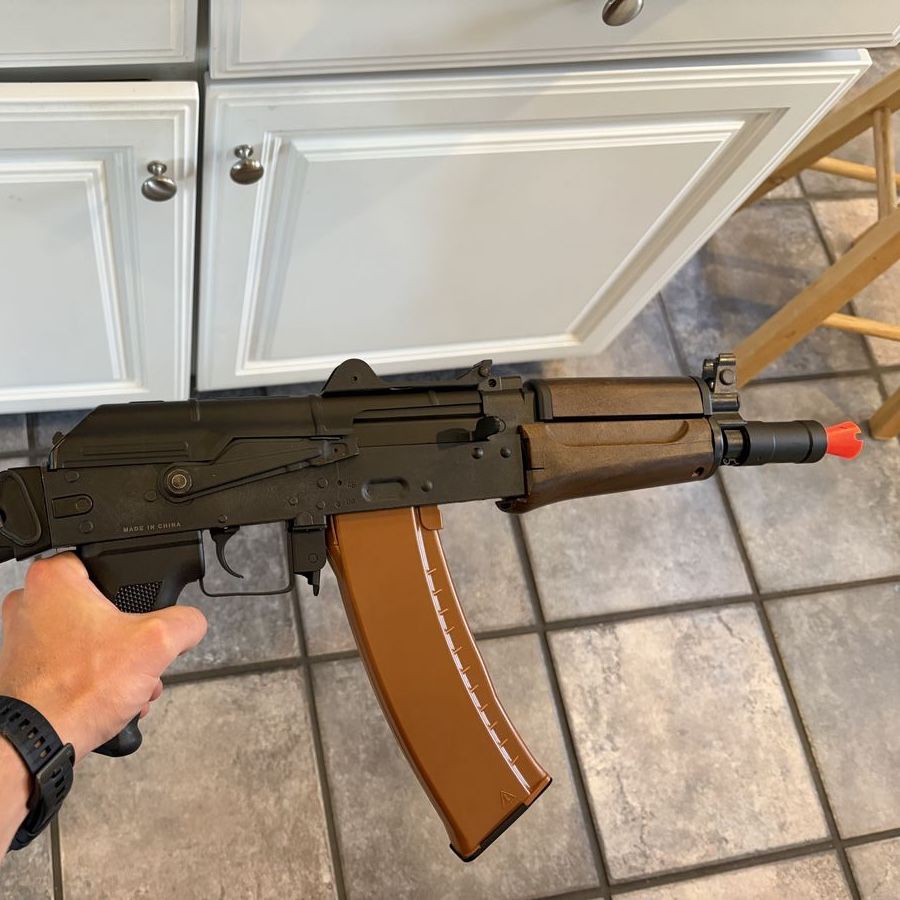 Airsoft AK-74U AEG Rifle - Replica with Folding Stock & Orange Tip