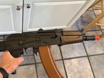 Airsoft AK-74U AEG Rifle - Replica with Folding Stock & Orange Tip