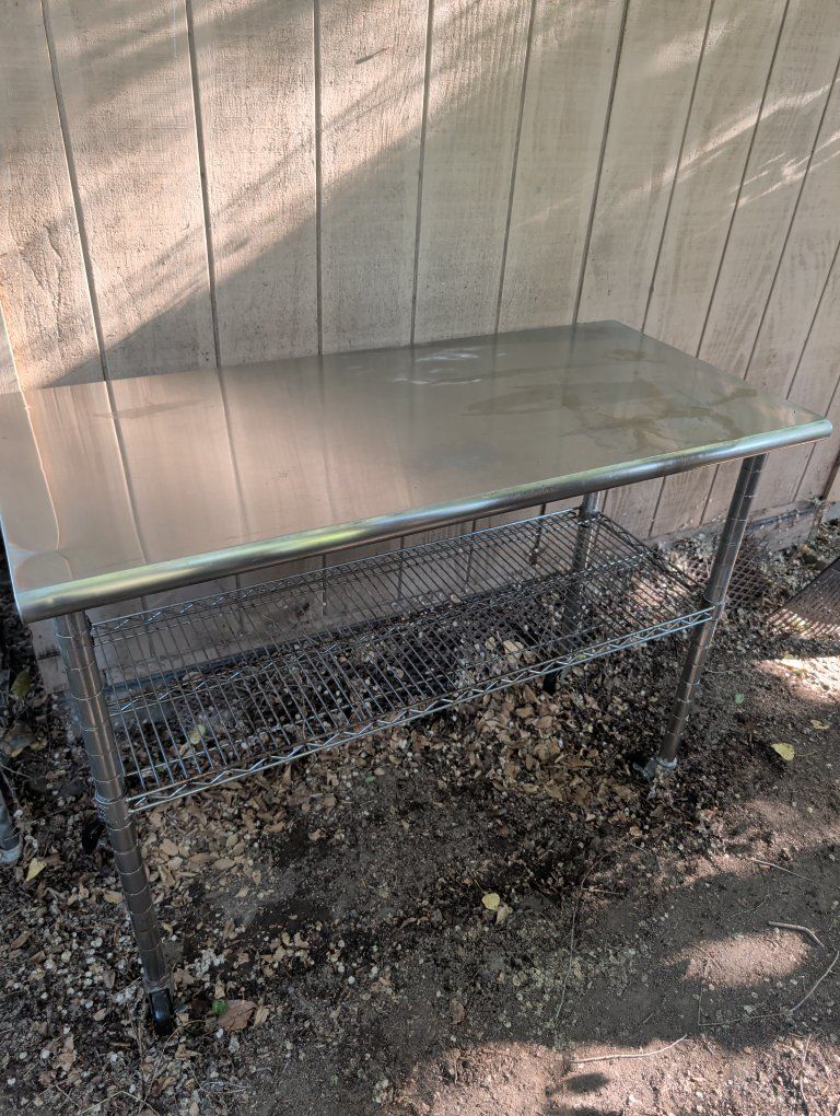Stainless Steel Prep Table w/ Storage Shelf & Casters - Commercial/Kitchen