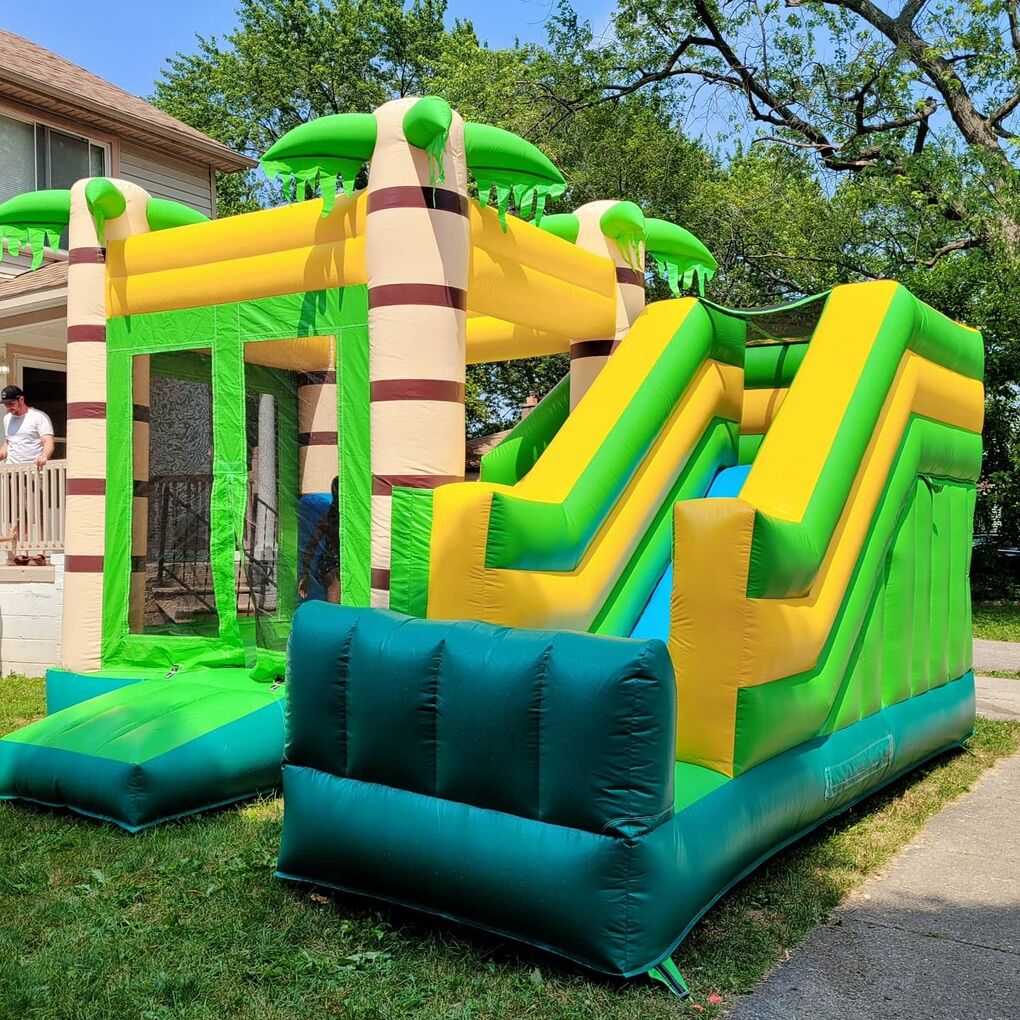Tropical Bouncy House Rental Birthday Celebration
