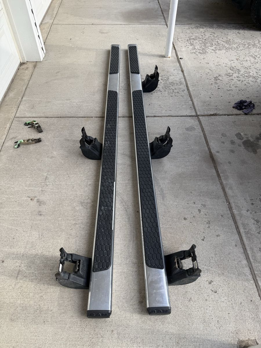 Ram Running Boards Side Steps Nerf Bars for Truck - Silver/Black, Hex Tread