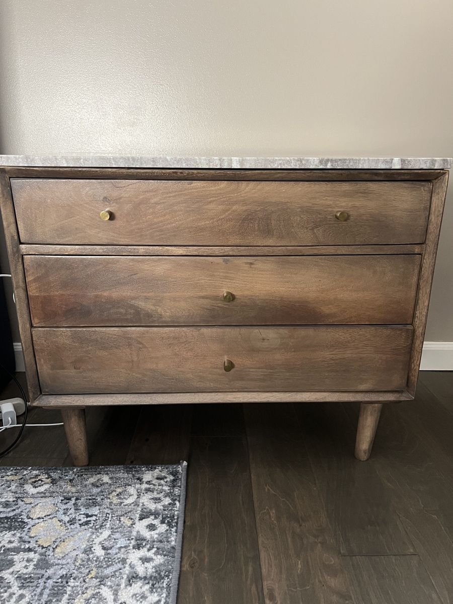 2 New Solid Stone and Wood Night Stands