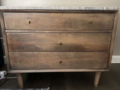 2 New Solid Stone and Wood Night Stands