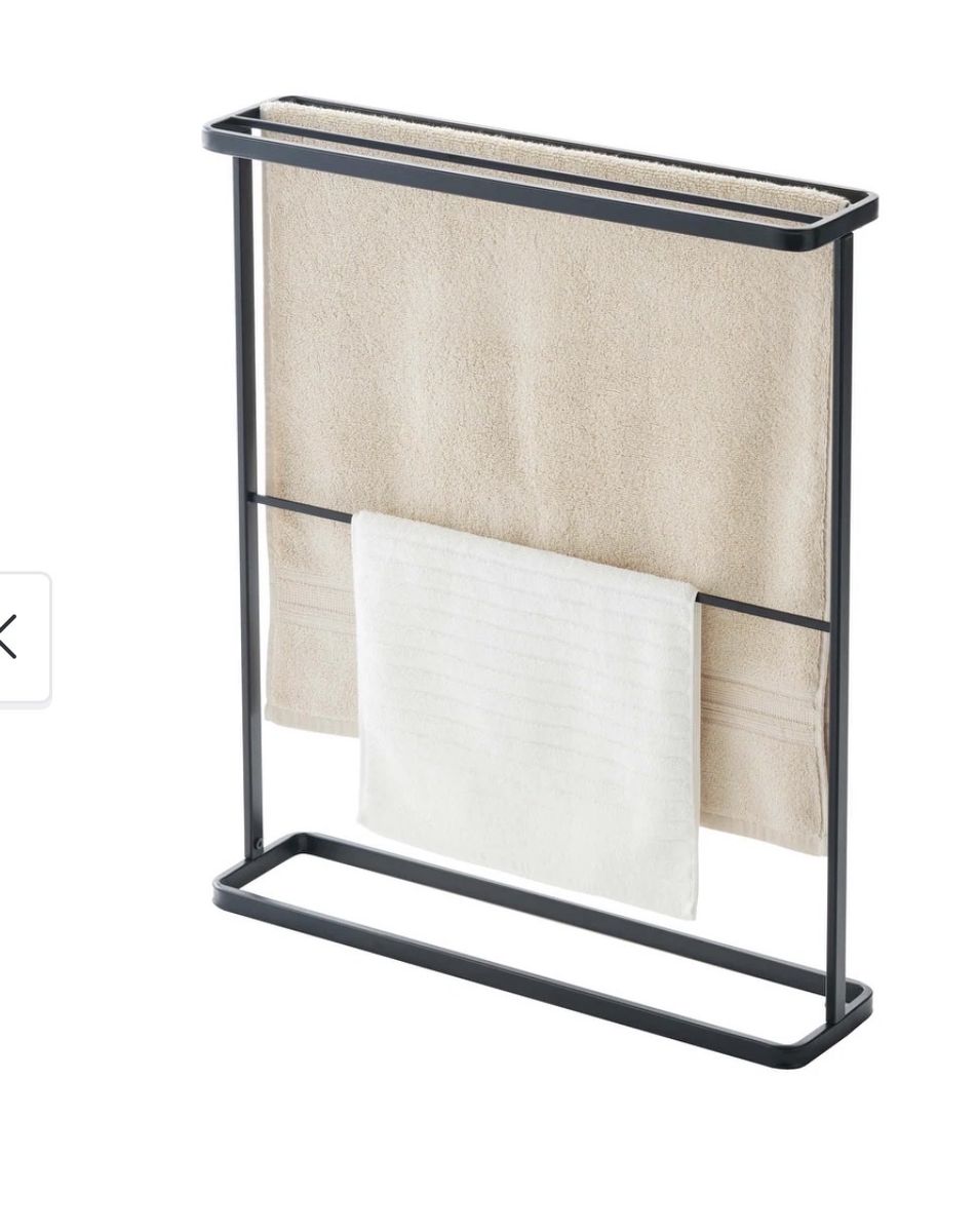 Home Bath Towel Hanger, Steel, Holds towels up to 24.5" x 58", Holds 2.2 lbs - L 5.91 x W 25.59 x H 29.53 inches black