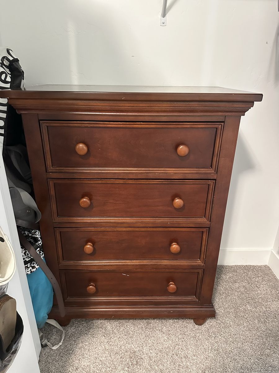 Wood Dresser, 4-Drawer Chest, 44"H x 34.5"W x 19.5"D