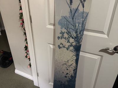 Snowboard with Blue Floral Botanical Graphic Design