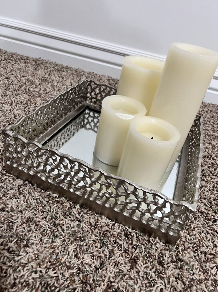 Silver Mirror Decorative Tray, 11