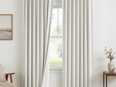 NEW Pinch Pleated Curtains 100% Blackout Linen Curtains 84 Inches Long 2 Panels