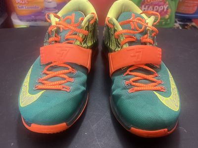 Nike KD 7 VII "Easy Money" Green/Orange/Yellow Basketball Shoes - Men's Size 9.5