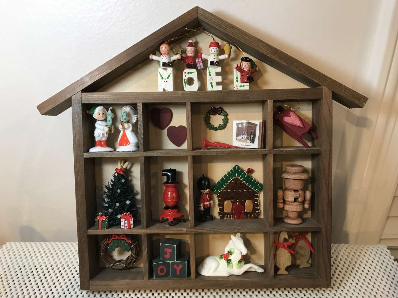 PICK 1 or more Christmas Shadow Box House Shape, Wall Decoration, 14in W x 12in H