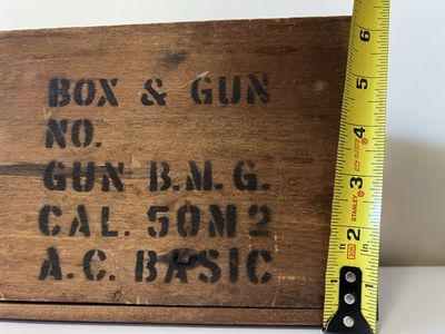 Vintage Military Browning .50 Cal M2 Wooden Parts Box – Original Stenciling