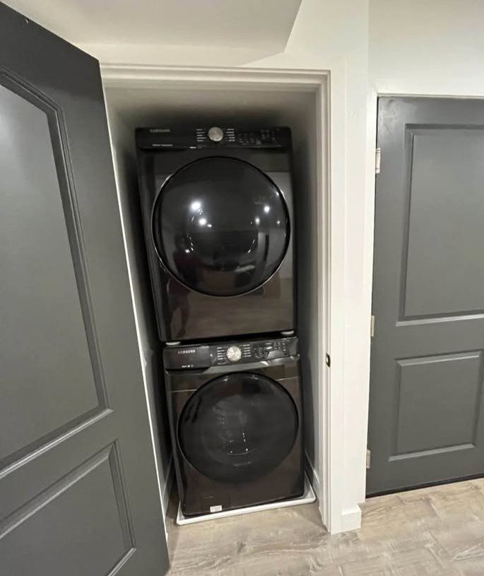 Samsung Front Load Washer & Dryer Set - Black, Stackable, Electric