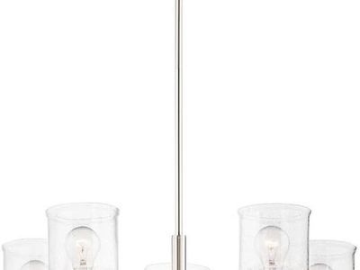New 25"dia. Maxim Acadia 5 Light Medium Chandelier, Satin Nickel Finish, w/bulbs