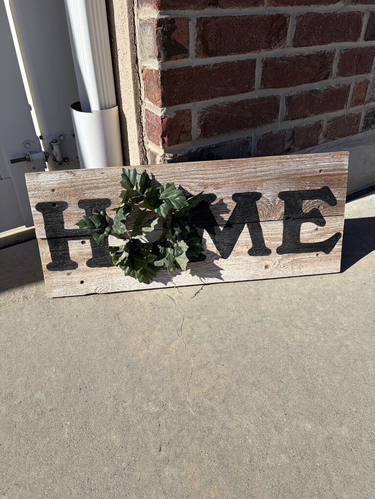 Handmade rustic HOME sign