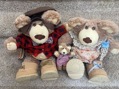 Furskins Farrel, Hattie & Baby Bear Family - $15 Each