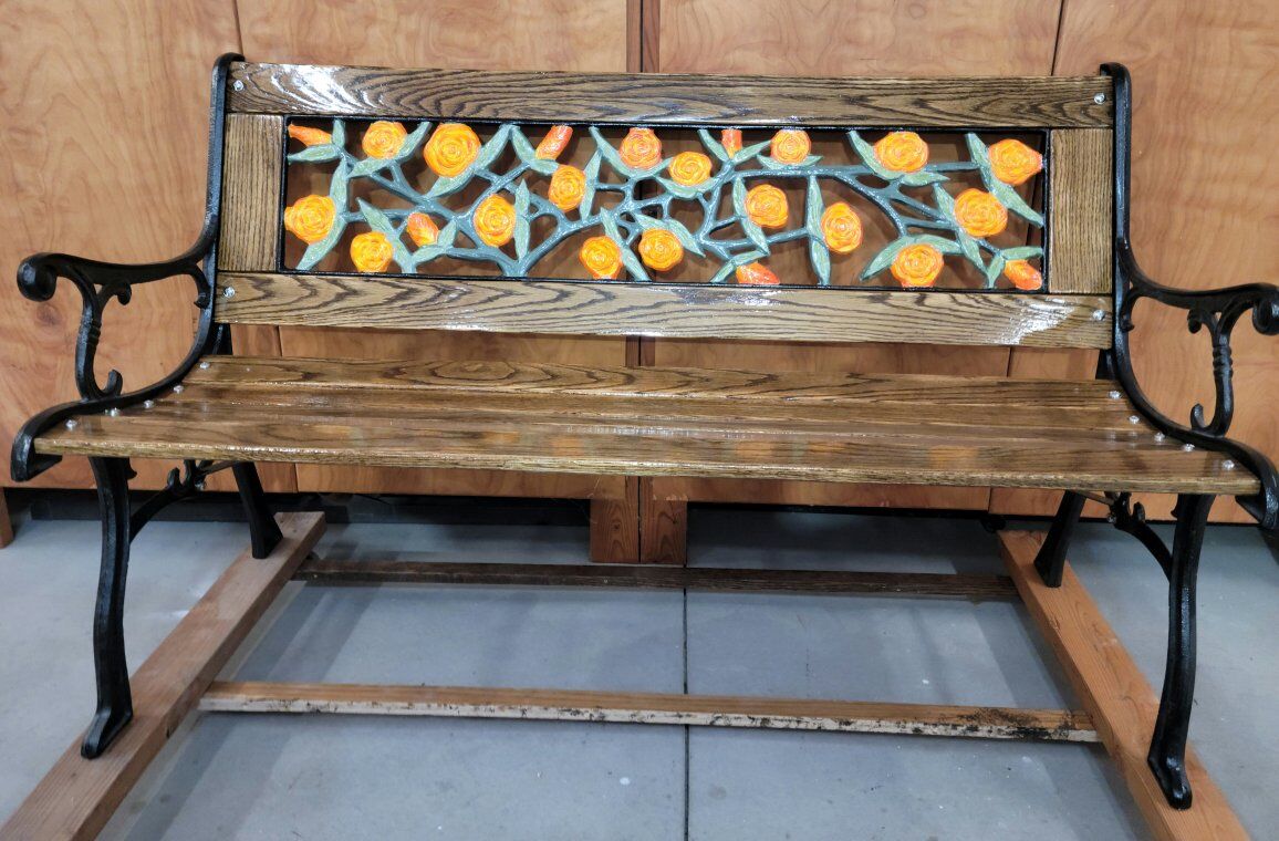 Beautifully Restored Hand-painted Wrought-iron Ben