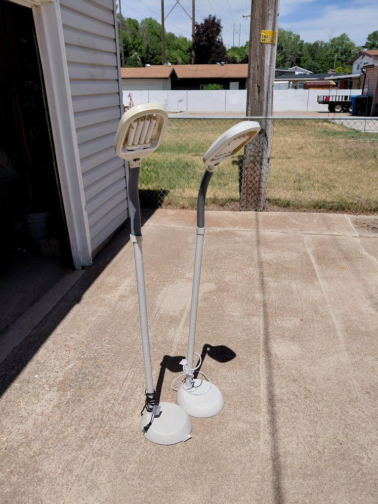 Pair of Adjustable Floor Lamps with Fluorescent Bulbs