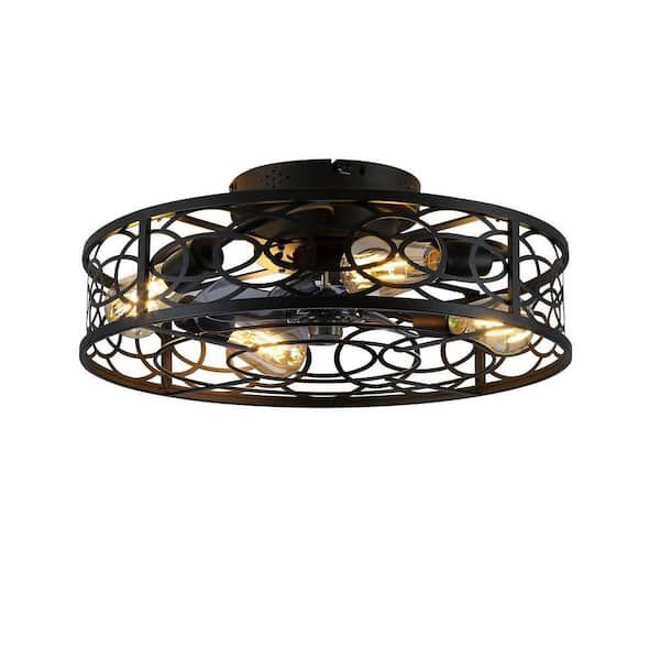 20 in. Indoor Vintage Retro Flush Mount Black Ceil