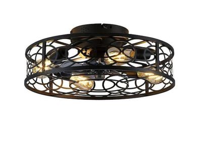 20 in. Indoor Vintage Retro Flush Mount Black Ceil