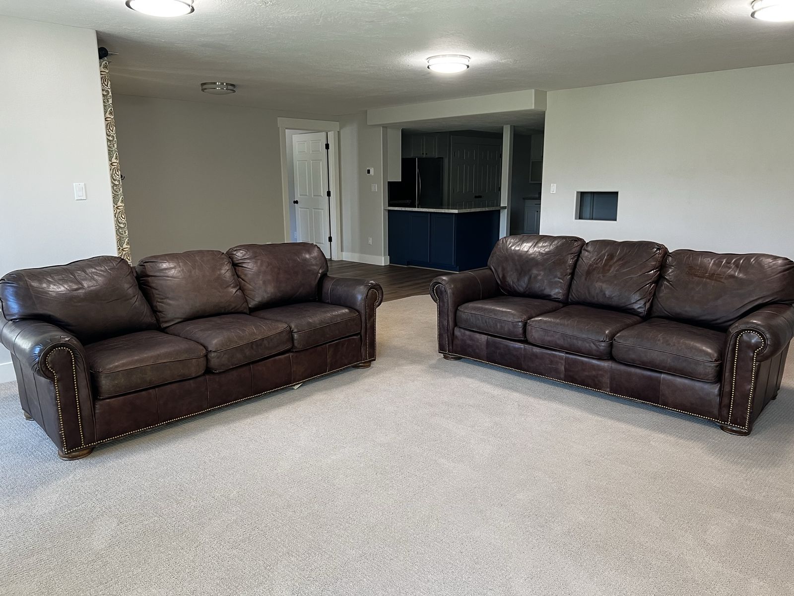 2 Genuine Real Leather full sized sofas