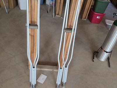 Adjustable Adult Crutches, Pair - Gray/Silver