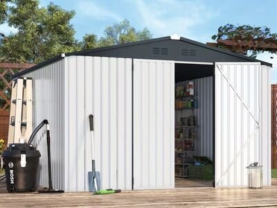 New White 10 x 10 Metal Shed In Sealed Box