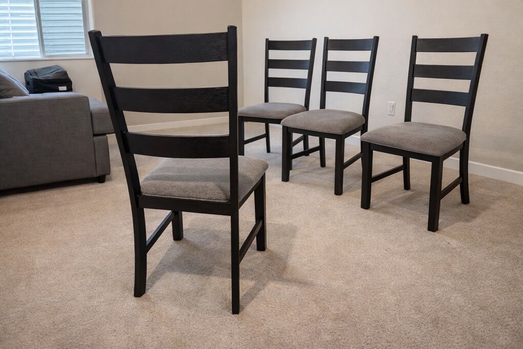4 Black Dining Chairs W/ Cushioned Seats