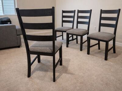 4 Black Dining Chairs W/ Cushioned Seats