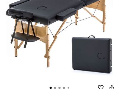 Portable Black Massage Table with Adjustable Face Cradle & Arm Rests