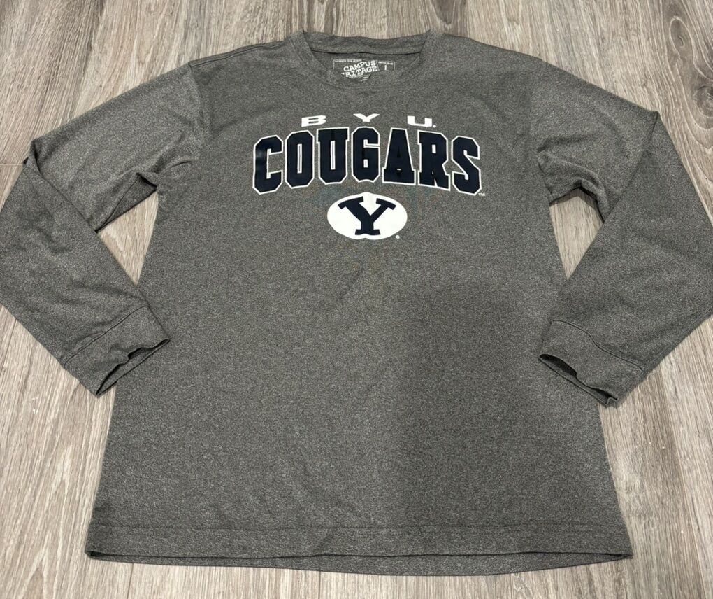 Like NEW! BYU Cougars Gray Long-Sleeve Boy's Shirt