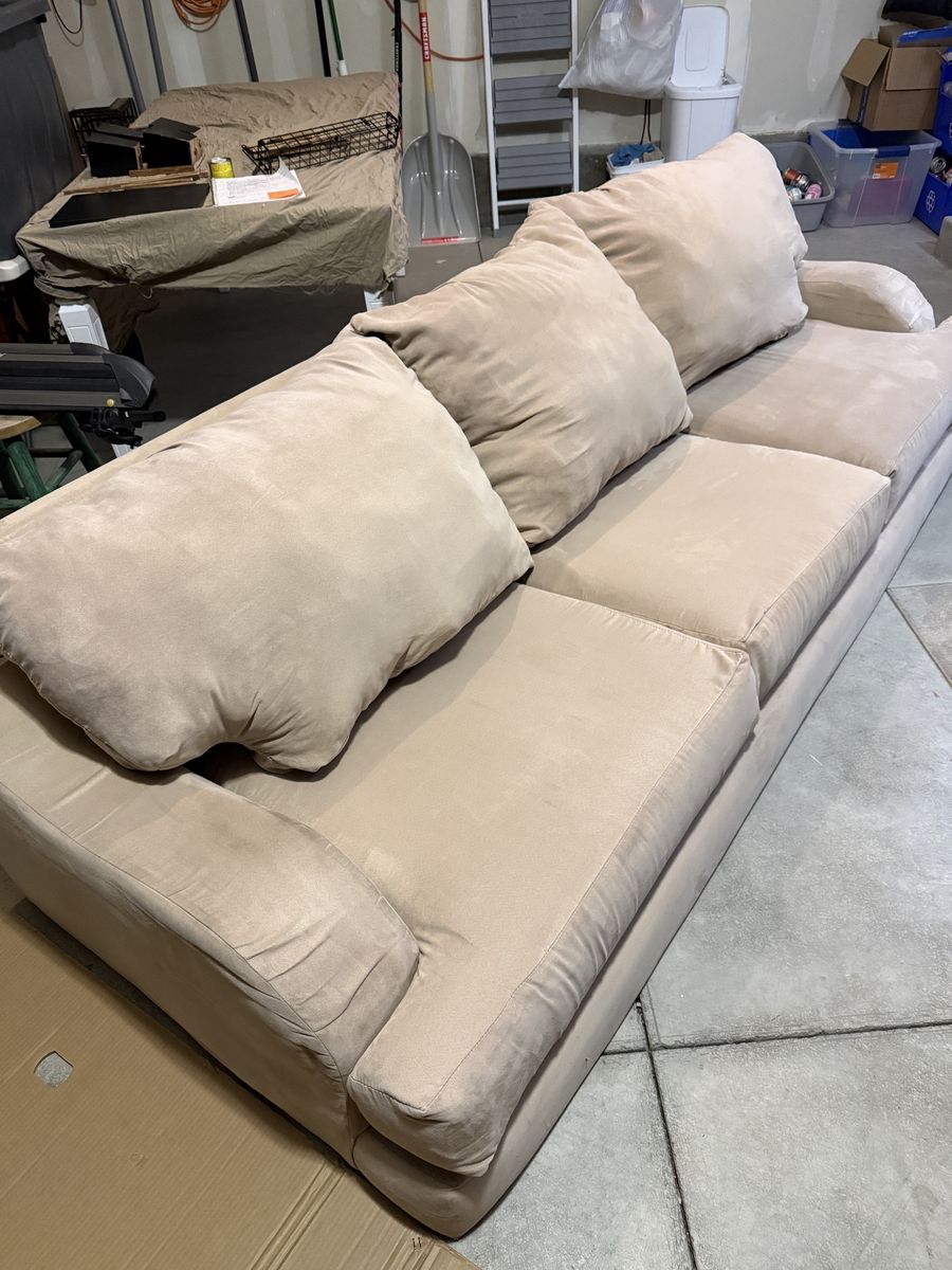 Oversized 98" Beige Sofa – Extra Deep, Very Comfortable, Freshly Cleaned