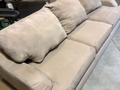 Oversized 98" Beige Sofa – Extra Deep, Very Comfortable, Freshly Cleaned