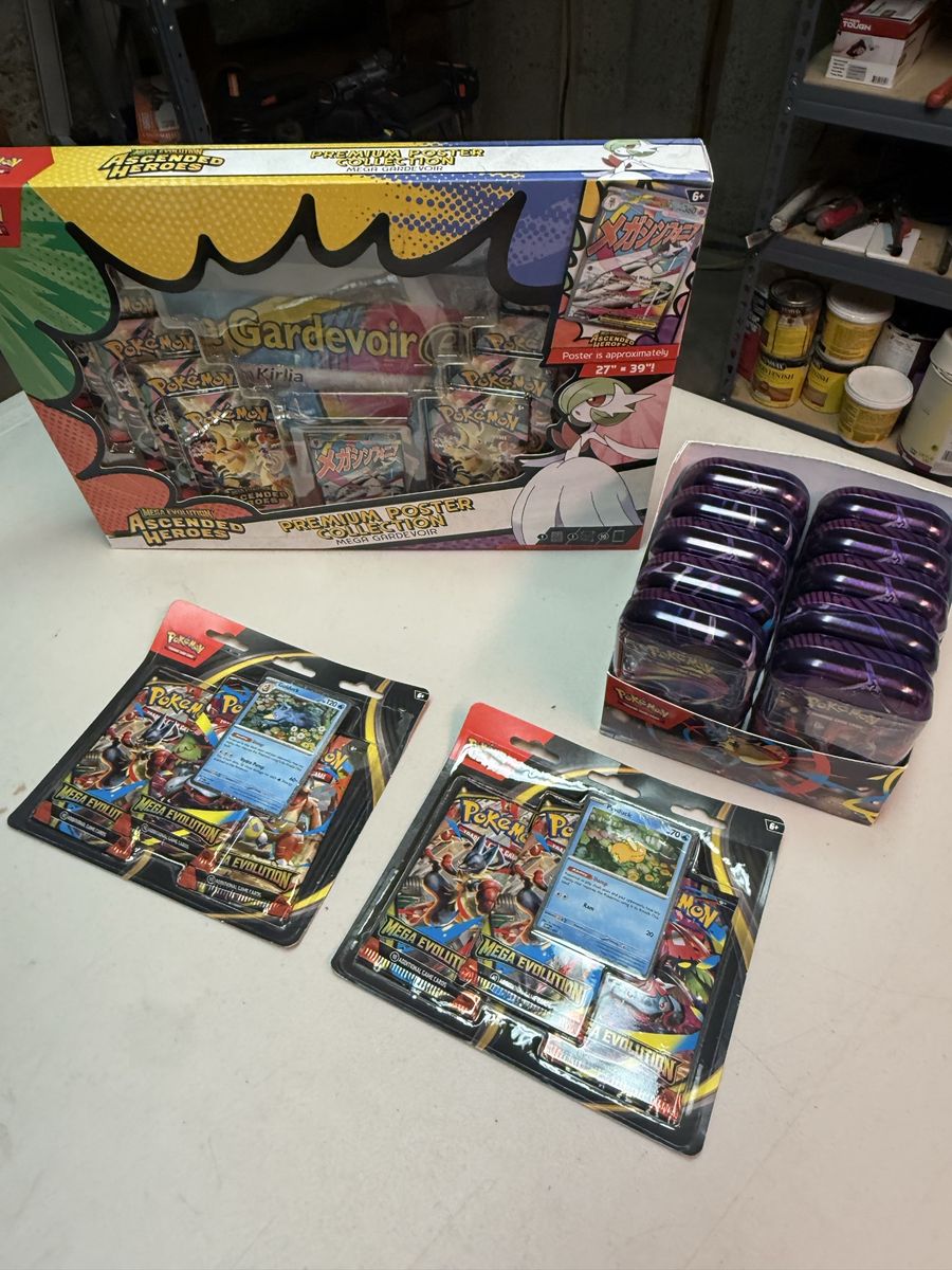 Pokemon TCG Mega Evolution Sealed Collection Box Blisters and Tins Bundle