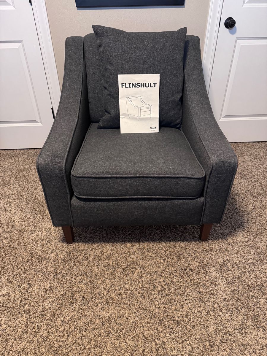 Must Go! Ikea Flinshult Armchair Gunnared Dark Gray Upholstery