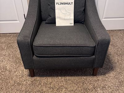 Must Go! Ikea Flinshult Armchair Gunnared Dark Gray Upholstery