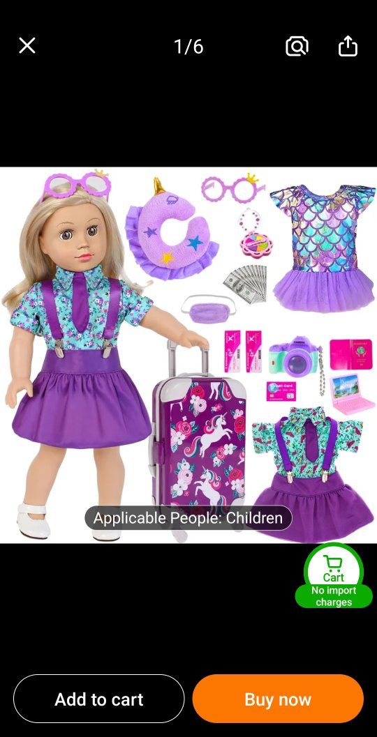 18" Doll Clothes Set + Travel Accessories–No Doll