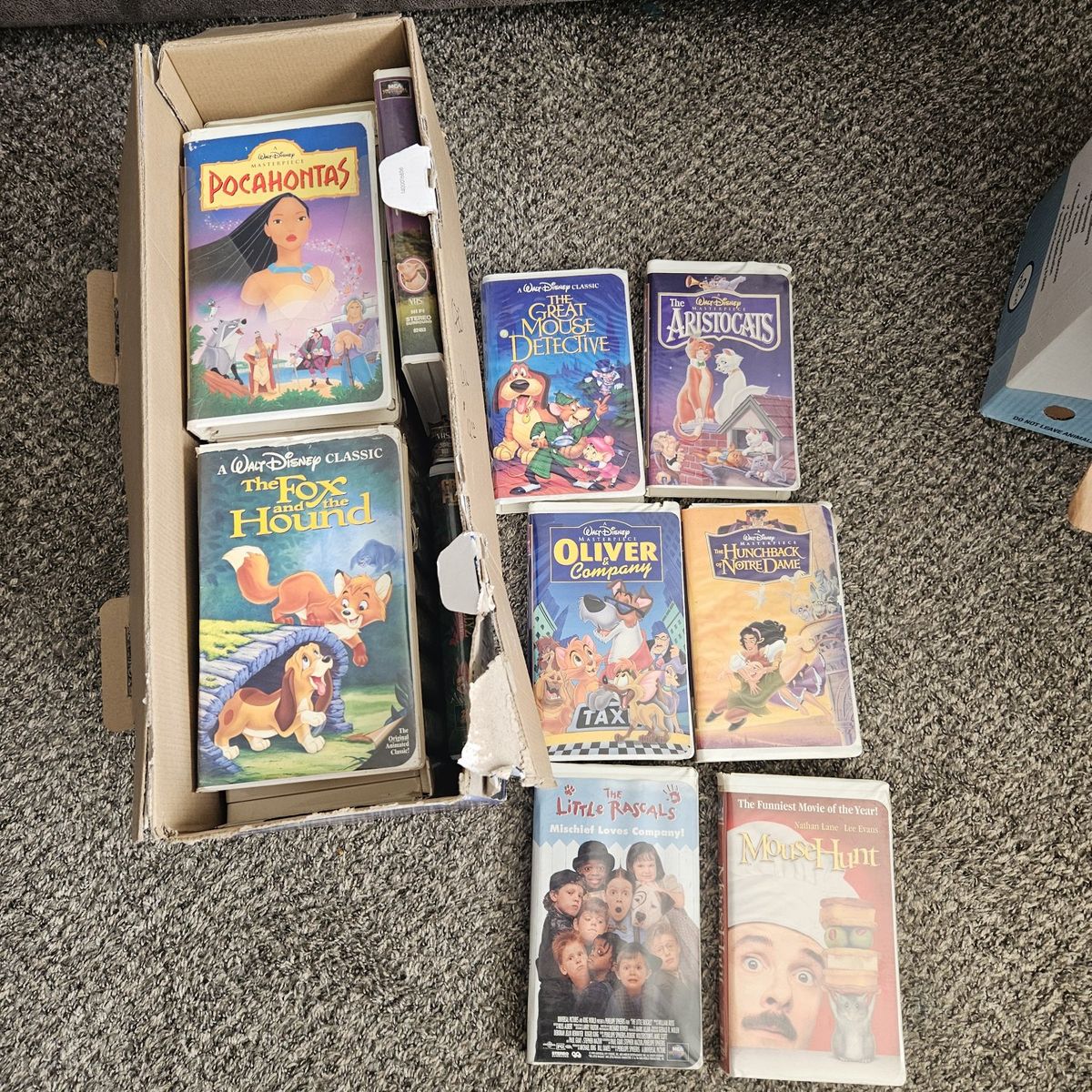 Box of VHS tapes