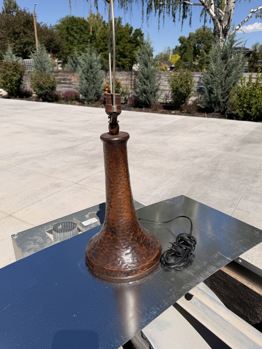 Beautiful coppered Patina pewter lamp