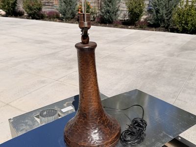Beautiful coppered Patina pewter lamp