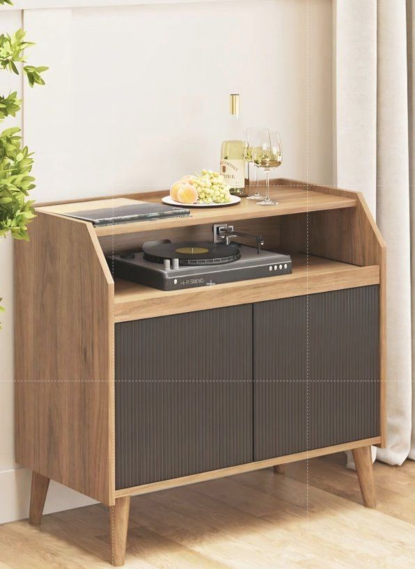 Modern record player cabinet with storage