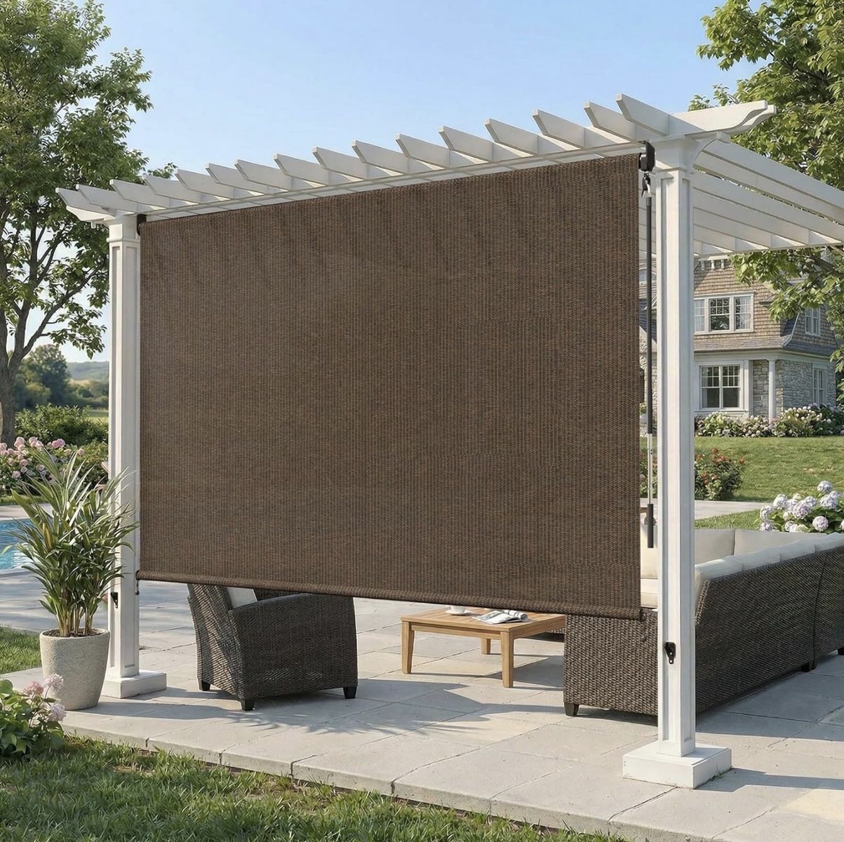 New. 95% UV Block Roller Shade For Patio. 120"x96"