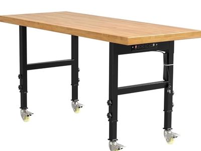 Brand new Heavy-Duty Workbench, 3/4" Thick Solid Wood Top, Adjustable Height, Casters, Power Outlets