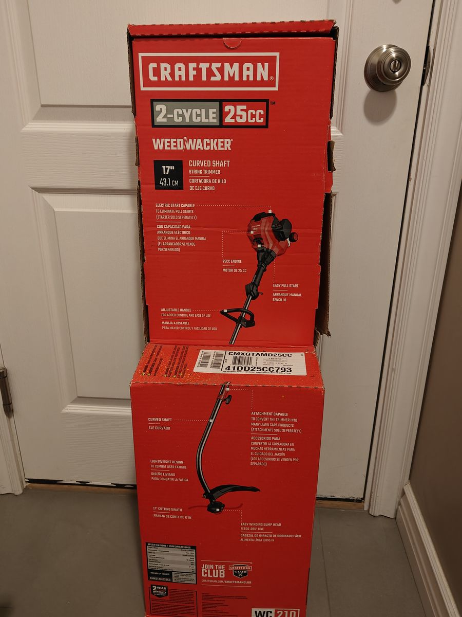 Craftsman 2-Cycle 25cc 17" Curved Shaft Gas String Trimmer Weedwacker
