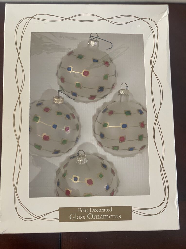 Vintage/Retro Glass Ornaments MCM Vibe In Orig Box