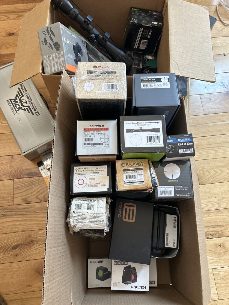 Assorted Optics Scopes Sights Red Dots Lights Etc