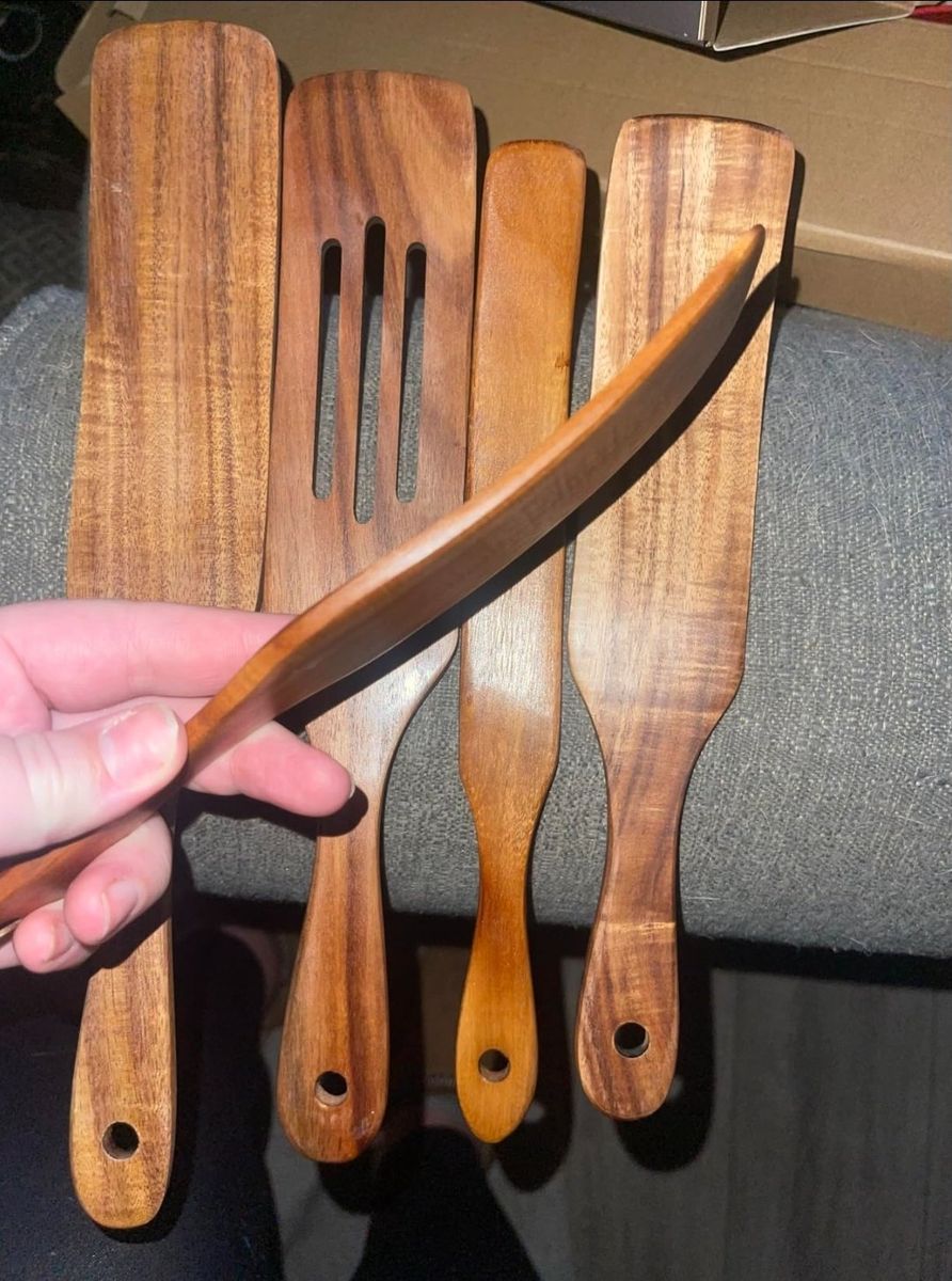 Wooden Spatulas for Cooking Set of 5 Non Stick New